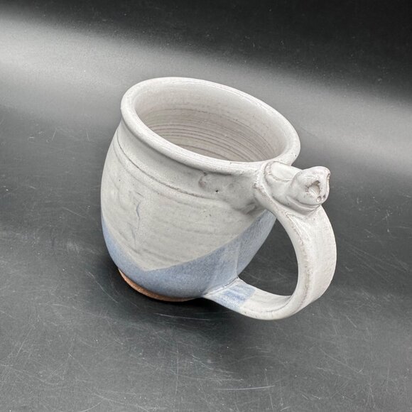 Hight Other - Art Pottery Mug 3D Figural Frog Snake Face Thumb Rest Blue Gray Signed Hight